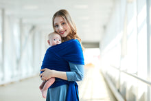 Load image into Gallery viewer, Baby Wrap Carrier by BebeZar Wrap - for Babies from Birth to 35 lbs or About 18 Months - Blue