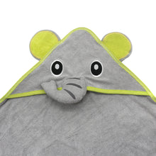 Load image into Gallery viewer, BebeZar - Bamboo Hooded Towel And Washcloth Set - Elephant