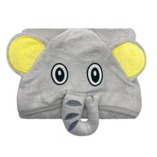 Load image into Gallery viewer, BebeZar - Bamboo Hooded Towel And Washcloth Set - Elephant