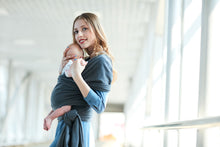 Load image into Gallery viewer, Baby Wrap Carrier by BebeZar Wrap - for Babies from Birth to 35 lbs or About 18 Months - Dark Grey