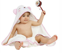 Load image into Gallery viewer, BebeZar 100% Bamboo  Hooded Towel And Washcloth Set - Pink
