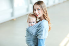 Load image into Gallery viewer, Baby Wrap Carrier by BebeZar Wrap - for Babies from Birth to 35 lbs or About 18 Months - Light Grey
