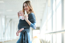 Load image into Gallery viewer, Baby Wrap Carrier by BebeZar Wrap - for Babies from Birth to 35 lbs or About 18 Months - Dark Grey
