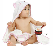 Load image into Gallery viewer, BebeZar 100% Bamboo  Hooded Towel And Washcloth Set - Pink
