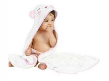 Load image into Gallery viewer, BebeZar 100% Bamboo  Hooded Towel And Washcloth Set - Pink
