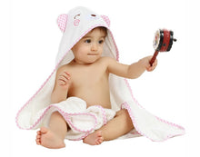 Load image into Gallery viewer, BebeZar 100% Bamboo  Hooded Towel And Washcloth Set - Pink
