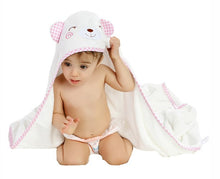 Load image into Gallery viewer, BebeZar 100% Bamboo  Hooded Towel And Washcloth Set - Pink
